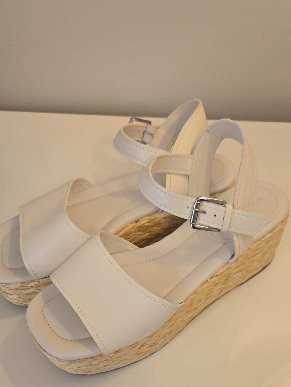 Marc Fisher White Espadrille Wedge Sandals